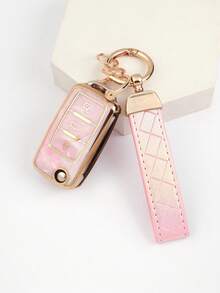 [2-In-1 Anti-Scratch & Anti-Drop] Peach Blossom Jade Design TPU Transparent Car Key Cover + Fashion Gradient Key Chain (Includes Installation Screwdriver) Scratch-Resistant, Portable Design, 360° Signal Protection [Please Check Compatibility Details] - Multicolor - View 7