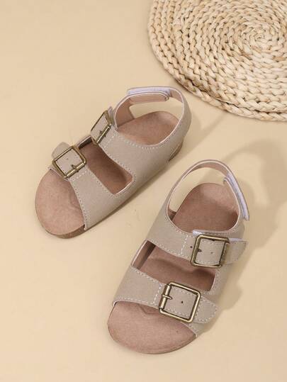 2025 Summer New Fashion Versatile Boys & Girls PU Leather Strap Design Roman Sandals, Soft Breathable, Foot Protecting, Anti-Slip Sole, Lightweight