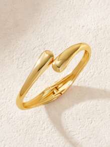 1 Set/1 pieza Elegante y delicado brazalete metálico de onda dorada con forma de gota de agua, de moda y elegante, adecuado para la calle, viajes, actividades en equipo, fotografía callejera, eventos formales, regalo de graduación