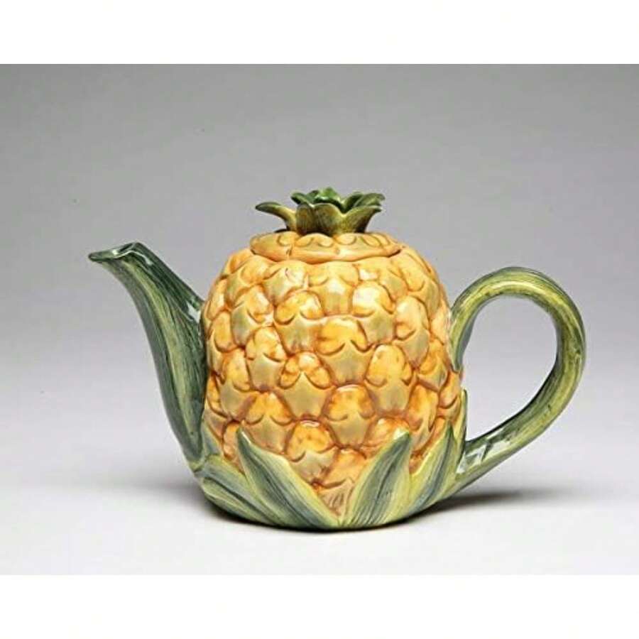 Fine Ceramic Golden Yellow Hawaiian Pineapple Teapot 8 Oz, 6-1/2" L - Yellow - View 1