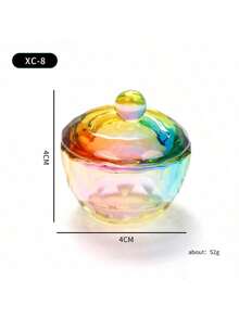 1 buc Aurora colorat acoperit Nail Art Brush Brush Cup, Cupă de sticlă cristalină multi-tip cu capac pentru curățarea pensulei de ojă