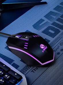 Souris gamer filaire mécanique X2 avec éclairage RGB fluide, compatible avec ordinateur de bureau et portable, souris filaire USB avec base en métal brossé, sensation de peau texturée, pour le jeu, le bureau et l'entreprise
