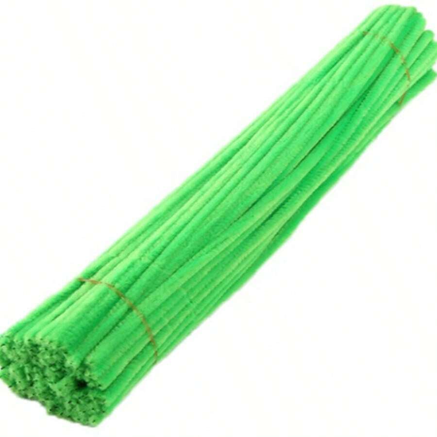 100 Hastes chenille / Limpador de cachimbo Escolha a cor sortidos DIY artesanato faça voce mesmo brincar brinquedo criança - Verde - Visão 1
