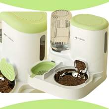 Pet Integrated Automatic Pet Water Dispenser Food Dispenser Set With Stainless Steel Bowl, Detachable And Washable, Suitable For Indoor And Outdoor Pet Self-Feeding Stations