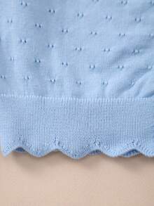 Girls Lightweight Button Hollow-Out Knit Cardigan - Baby Blue - View 6