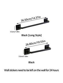 1入組黑色或白色免打孔浴室毛巾槓，馬桶壁掛毛巾架，適用於浴室