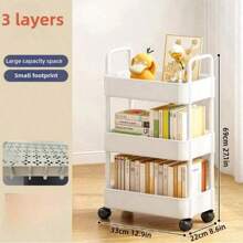 1 pièce Chariot multi-couches ménager en matériau PP, Étagère de rangement pour salon, jouets, articles de toilette, Étagère de rangement mobile pour chambre, bureau, salle de bain