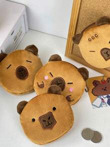 1pc Fashionable & Cute Capybara Plush Coin Purse, Earphone & Lipstick Storage Small Bag, Portable Kids Organizer
