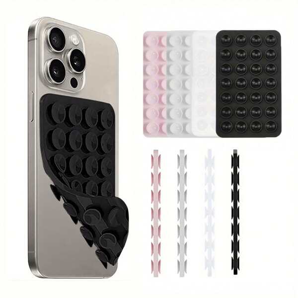 2 piezas Soporte de silicona para teléfono con ventosas dobles, agarre de teléfono de silicona pegajosa con mayor succión para teléfonos celulares, accesorios de manos libres para teléfonos para selfies y videos