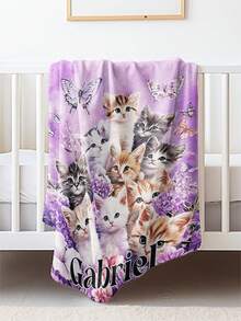 This Custom-Made, Colorful Name Blanket Features A Cute Purple Cat Design And Is Suitable For Both Boys And Girls. It's A Perfect Holiday Gift For Daughters, Sons, Classmates, And Friends. The Blanket Is Incredibly Soft, Warm, And Comfortable, Suitable For All Seasons And Various Occasions, Including Indoors, Camping, Air-Conditioned Rooms, Sofas, Living Rooms, Bedrooms, And More. It's Also Perfect For Holidays Like Halloween. It's An Ideal Gift For Children's Day, Christmas, And Birthdays. - Multicolor - View 7