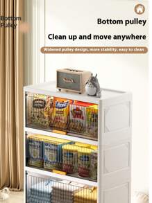 1pc Flip Cover Multi-Purpose Transparent Plastic Storage Cabinet, Organizer Box For Snacks, Underwear, Household Items