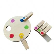 Wooden Clips With Color Dots Matching The Color Palette, Wooden Clips Pairing The Colors Montessori Puzzle Toys