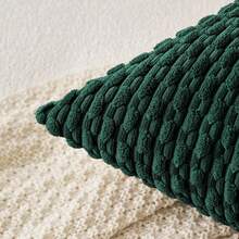 1 件/2 件波西米亚条纹靠垫套（不含枕芯），柔软毛绒灯芯绒纯色装饰方形枕套，适合节日、沙发、卧室、床，所有季节 - 墨綠色 - 查看 4