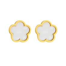 1 Set eleganter 5-Blatt Klee & Pflaumenblüte Edelstahl Halskette, 1 Stück Armband, 1 Paar Ohrringe Schmuckset, geeignet für täglichen Gebrauch oder Partytragen von Frauen, perfektes Geschenk zum Muttertag
