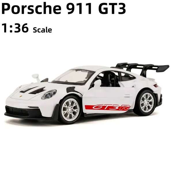 Réplica em miniatura fundida em escala 1:36 do 911 GT3 RS, mecanismo de retrocesso movido a vento, liga de zinco resistente às intempéries, colecionável de corrida para idades de 3 a 12 anos