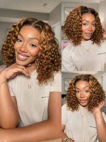 20 Inch 13x4 HD Lace Pre Cut Pre Plucked 2/30 Ombre Brown Colored Deep Wave Lace Front Wig 200% DensityDeep Wave Lace Front Wig 200% DensityHighlight Wear And Go  Wig Water Wave Human Hair Wigs For Women