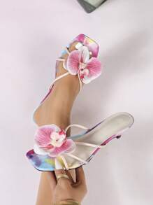 Damen Regenbogen High Heel Sandalen mit Kitten Heel, modische Dekor Flach Sandalen mit minimalistischem Riemen, Weinglas Absatz Strandlatschen