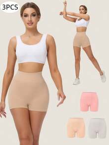 3pcs Yoga Shorts, Sports Running Fitness Shorts, High Stretch Waist Shaping Shorts For Workout, Casual Home Wear - Multicolor - View 1