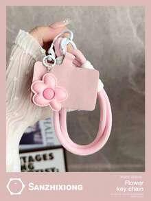 1 cordão de pulso em miniatura com flor, alça curta trançada para pendurar capa de celular ou acessórios - Multicolorido - Ver 10