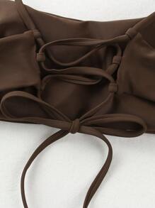 Sexy Solid Color Spaghetti Strap Open Back Bikini Swimsuit