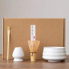 手工陶瓷碗和天然竹搅拌器茶碗勺日本茶道抹茶套装返校 - 彩色 - 查看 10