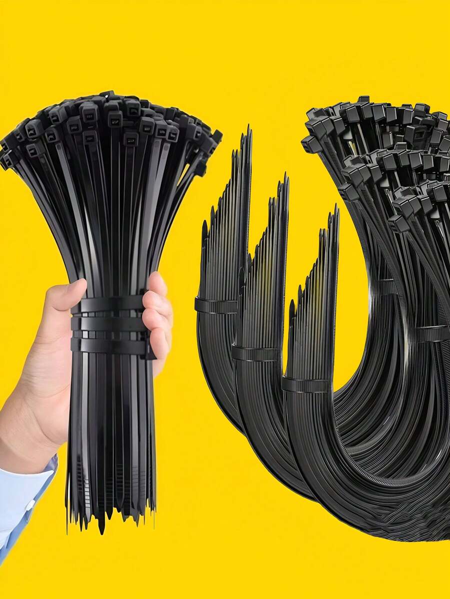 100 Dây Buộc Cáp Bằng Nylon Màu Đen Nhiều Kích Cỡ, 12+10+8+6+4 Inch, Dây Buộc Cáp Bằng Nylon Tự Khóa Đa Năng, Dây Buộc Cáp Bằng Nhựa Cho Gia Đình, Văn Phòng, Vườn, Xưởng