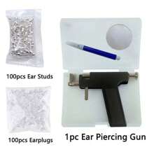 Kit per piercing professionale riutilizzabile con pistola per piercing e 100 pezzi di orecchini a punta in acciaio inossidabile