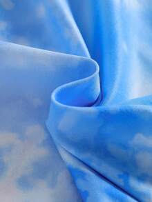 2pcs/Set Girls Cartoon Digital Print Knit Nightgown - Blue - View 3