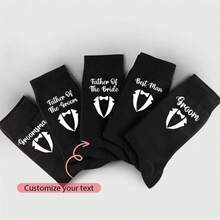 Personalized Custom Black Socks Groom To Be Wedding Day Engagement Decoration Bachelor Party Bach Weekend Groomsman Best Man Proposal Gift Father's Day Husband Dad Present, Unisex, Casual, Custom, For Father's Day, For Graduation, For Weddings, For Housewarming, School Supplies, For Teenagers, Junior High School Students, Middle School Students, High School Senior High School Students, College Students, University Students, Freshman, Sophomore, Underclassmen, Delicate Romance, For Classroom, For Dorm Rooms - Black - View 3