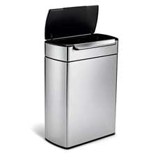 Simplehuman 48L Touch Bar Dual Compartment Kitchen Step Trash Can Recycler Stainless Steel: Indoor Garbage Can, Silver - 1 - View 3