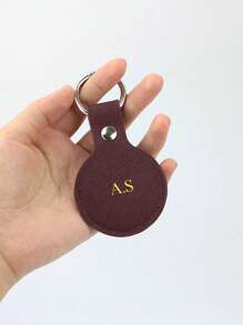 Estuche personalizado con iniciales grabadas en 3D con estampado en caliente DIY, funda de piel protectora compatible con AirTag de Apple, con llavero, soporte para rastreador y compatible con collar de perro/gato del nuevo AirTag