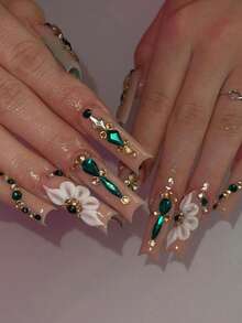 1 Box Mixed Shiny Green Diamond Crystal Rhinestone 3D Nail Art Decorations Fashion Nail Charm Jewelry Manicure Design Ornament Accessories - 綠色 - 查看 11