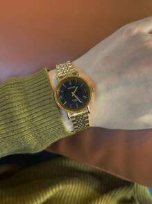 sottas Novo Relógio de Casal Dourado Masculino e Feminino, Um Par de Relógio Estilo Coreano, Simples, Atmosférico, Casual, Versátil, À Prova D'água, Quartzo, Pulseira de Aço