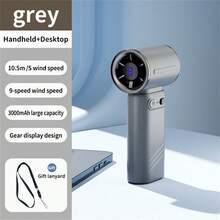 Akane 便携式手持风扇，可调速（1-9），迷你风扇，带3000mAh可充电电池，金属机身，数字显示，适合女性/男性，旅行/露营/户外礼物，棕色 - 彩色 - 查看 14