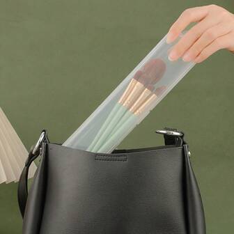 2PCS/Crystal Clear Flip-Top Travel Cosmetic Organizer | Waterproof Makeup Brush Case & Toothbrush Storage | Portable Hygienic Container For Brushes, Eyebrow Pencils, Essentials