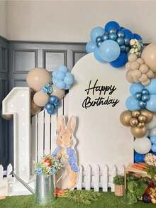 Happy Birthday Wooden Sign With White Painted Cutout Wooden Happy Birthday Letters Sign Vintage Rustic Birthday Party Decoration Backdrop Wall Photo Prop(Black) - Black - View 5