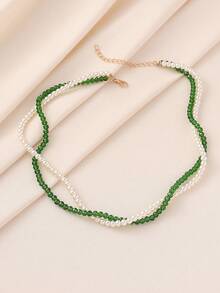 1pc Fashionable Personalized Acrylic Faux Pearl Beaded Multilayer Necklace, Versatile Wear For Women, Suitable For Daily, Date, Party, Nightclub - Basic Chain - View 5