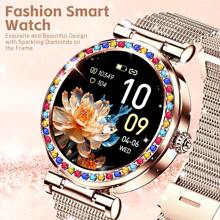 EIGIIS Montre connectée pour femmes Écran HD 1,27" Tracker de fitness Fonction d'appel entrant/sortant Étanche Tracker d'activité avec suivi du sommeil Podomètre Smartwatch de sport compatible Android iOS