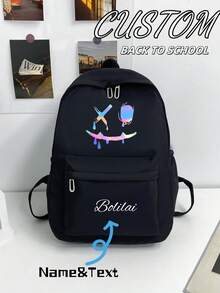 定制专属背包，印上个性化姓名或节日祝福。定制您的专属背包。全新开学季背包，男女学生皆宜，采用尼龙拉链设计，休闲百搭，适合大学生、初中生和小学生。您可以印上姓名、字母、幸运数字等。
