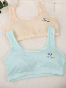 Corpiño para Adolescentes sin Varilla, Ropa Interior Infantil y Brasier para Niñas, Adecuado para Niñas de 8 a 14 Años en Desarrollo - Albaricoque - Ver 4