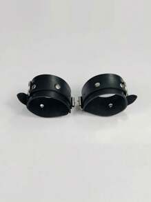 1/2pcs Fashionable Leather Bracelet With Square & Round Rivets, Non-Mainstream Punk Rock Style, Suitable For Daily Wear