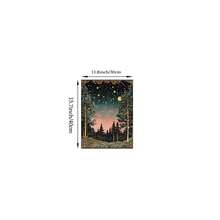 1 幅月亮和星星墙面艺术画黑暗森林印刷帆布画森林萤火虫海报复古风景装饰卧室、客厅或办公室墙壁装饰礼物送给她无框