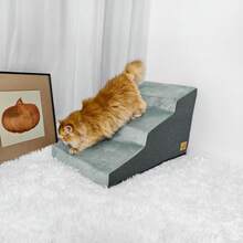 BingoPaw Dog Stairs Pet Ramp 3/4 Step Small Pet Cat Dog Steps For High Bed Sofa Couch, Non-Slip, Washable - Grey - View 9