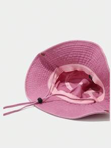 1pc Unisex Heart Graphic Bucket Hat, Fashion Versatile Sun Hat Suitable For Outdoor Use - Pink - View 4