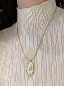 1 Pieza de Collar Ovalado Curvo de Perla, Estilo de Moda Francés, Estilo de la Corte Francesa, Accesorio Retro y de Alta Gama