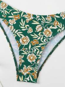Women's Floral Print Bikini Set With Underwire, Beach Vacation Style - Multicolor - View 4