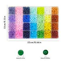 840/1680 Stücke 6mm Glasperlen zum Schmuckemachen, 56 Farben Kristallperlen Armband Set, runde Perlen geeignet für Anfänger