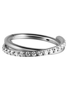 1 件 CZ 铰链鼻中隔鼻环 316L 不锈钢侧面密镶锆石软骨女式耳轮穿孔耳环身体首饰