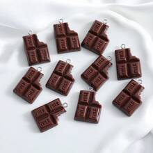10pcs Realistic Bite Chocolate Jewelry Accessories, DIY Necklace Earring Keychain Food Pendant - Multicolor - View 7
