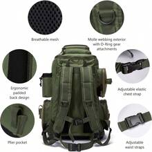 Fishing Tackle Backpack Water Resistant Lightweight Tactical Bag Soft Tackle Box With Rod Holder And Protective Rain Cover - GreenBackpack[3670]WithoutTrays - View 7